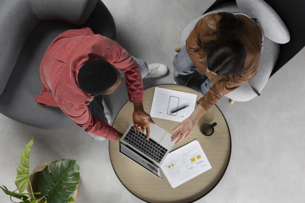 people working with documents view